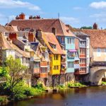 Colourful Gallery Houses on the water at Argenton-sur-Creuse France