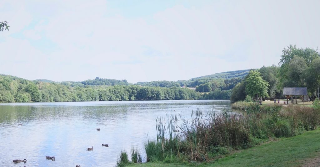 Views across the Courtille pond on the outskirts of Gueret